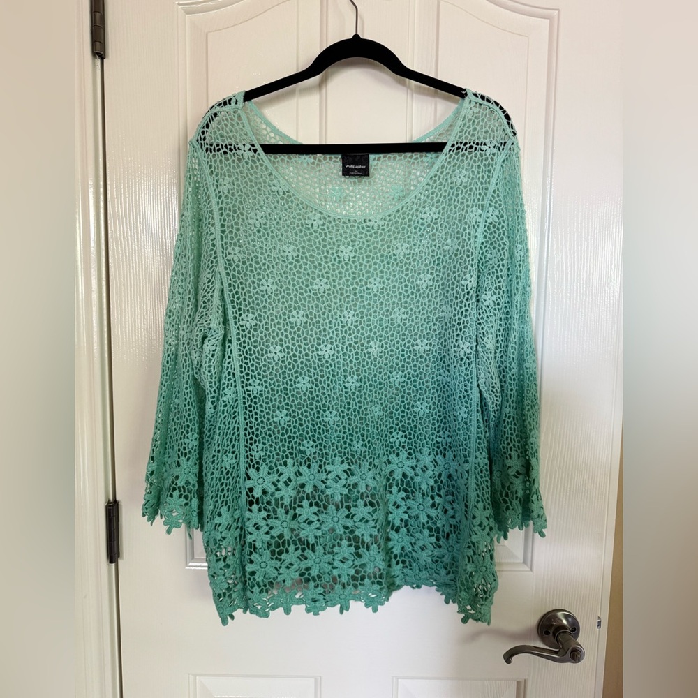 Wallpapher Mint Crochet Top